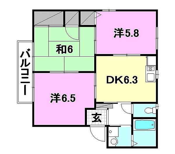 グランコート鴨川 E-203 号室｜愛媛県松山市鴨川3丁目(賃貸アパート3DK・2階・53.50㎡)の写真 その2