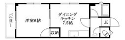 道後樋又クライム・ユー 1DKの間取図画像