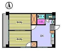 サザンコート 2DKの間取図画像