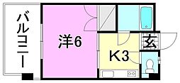 ぷれいす。友 1Kの間取図画像