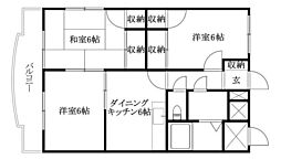 グリーンピア鷹の子 201 号室 2階3DKの間取り