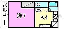ローランハイツ 1Kの間取図画像