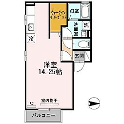 アクエリアス清水町 ワンルームの間取図画像