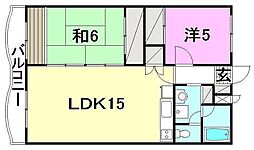 シャルマン市坪 2LDKの間取図画像
