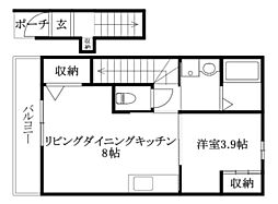 エルミタージュ 203 号室 2階1LDKの間取り