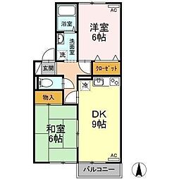 グレイスハイツA 2DKの間取図画像
