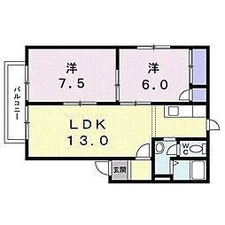 フレグランス大内 2LDKの間取図画像