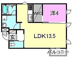 サントリーニクワバラ 1LDKの間取図画像