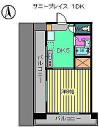 サニー・プレイス 1DKの間取図画像
