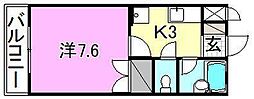 湯築ロジュマン1 1Kの間取図画像