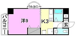 グリチネドゥエ 1Kの間取図画像