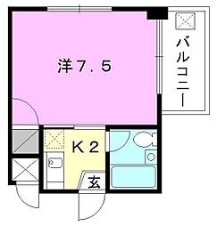 レーベンイケダ第3ビル 1Kの間取図画像