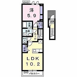 マンテーレ 202 号室 2階1LDKの間取り