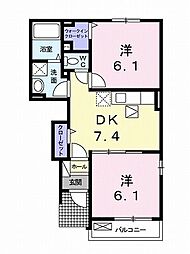 サンリット・カーサ 2DKの間取図画像