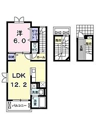 ヴァローレフェデール 1LDKの間取図画像
