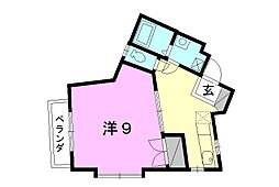 グローバル道後 1DKの間取図画像