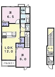 サンリットエアリーA 2LDKの間取図画像