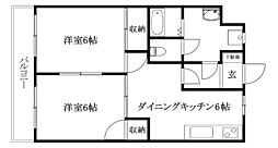 グレース辻町 2DKの間取図画像