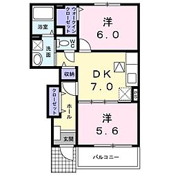 メイクロード 2DKの間取図画像