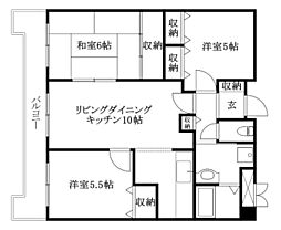 シスコ灘町キャッスル 3LDKの間取図画像