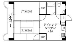 エリフェット松山 2DKの間取図画像