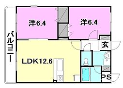 フェニックスコートD 2LDKの間取図画像