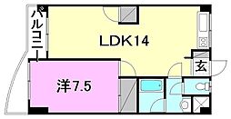ロイヤルアネックス福音寺 1LDKの間取図画像