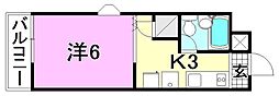 リベラル萱町 1Kの間取図画像