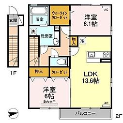A&M朝生田A 2LDKの間取図画像
