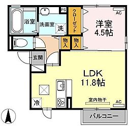 グレイスD 1LDKの間取図画像