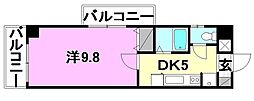 リヴィエール山越 1DKの間取図画像