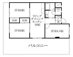 第2日興マンション 3LDKの間取図画像
