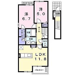 ミルネハイツ5 2LDKの間取図画像