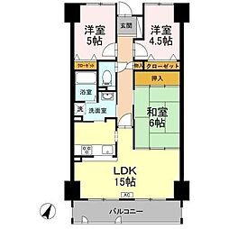 サーパス三津弐番館 3LDKの間取図画像