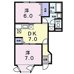 ソレアードダイシン 2DKの間取図画像