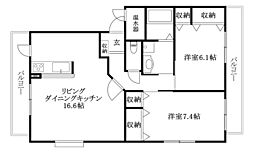 スカールシンセイ2 2LDKの間取図画像