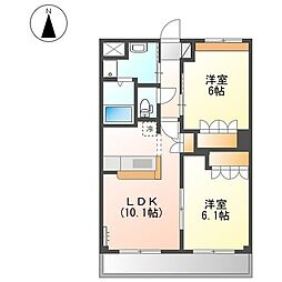 サンライズ・M 2LDKの間取図画像