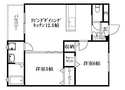 LuxuryMansion 1LDKの間取図画像