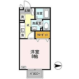 シャトレー・ワタナベ3 1Kの間取図画像