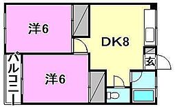 グレース立花2 2DKの間取図画像