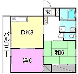 casa晴 2DKの間取図画像