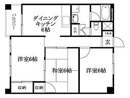 ピュアヒルズコート 3DKの間取図画像