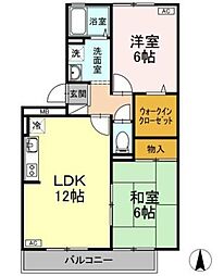 サンシャインハイツA 2LDKの間取図画像