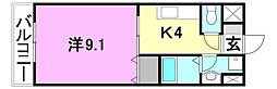 第3マンションふじ 1Kの間取図画像