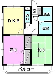 ユーミー乃万 2DKの間取図画像