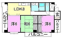 クレストM 3LDKの間取図画像