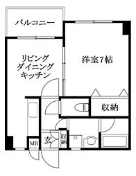 大進第五ハイツ 1LDKの間取図画像