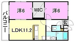マリベール南江戸 2LDKの間取図画像