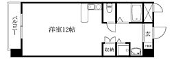 コスモスハイツ道後 ワンルームの間取図画像