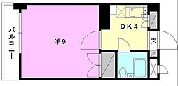 ウエストビル松山 1DKの間取図画像